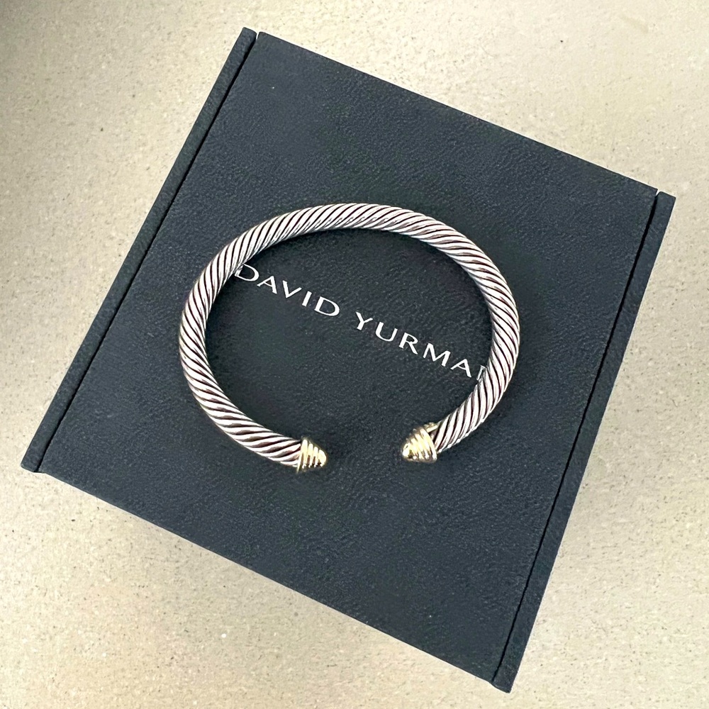 David Yurman 5mm cable bracelet with 14k gold domes receipt included